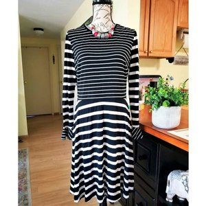 NWT Ann Taylor LOFT Flutter Sleeve Striped Dress, Sz 10